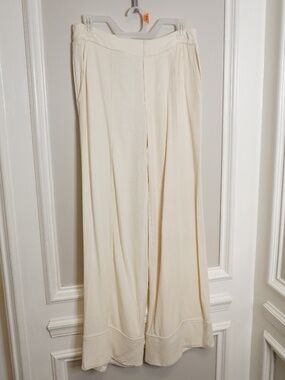 NVW Sienna Sky Wide Leg Flowy Elastic Waist Textured Pants, Size L
